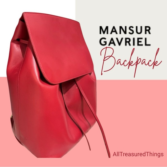 Mansur Gavriel Red Leather Backpack - Picture 1 of 13